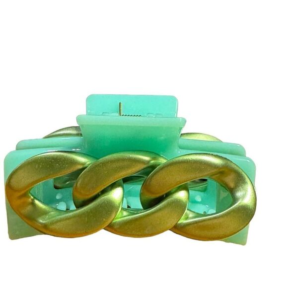 I.n.c. International Concepts Silver-Tone Chain Green Claw Hair Clip, Green - Picture 2 of 3